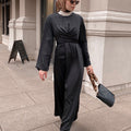 Iman Wrap Dress - Midnight Black-Niswa Fashion