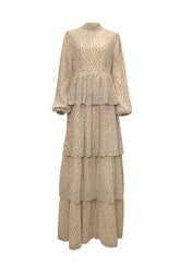 Tiered Polka Dot Maxi Dress - Sand Dunes – Niswa Fashion