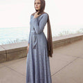 Venetian Maxi Gown - Ocean Gray-Niswa Fashion