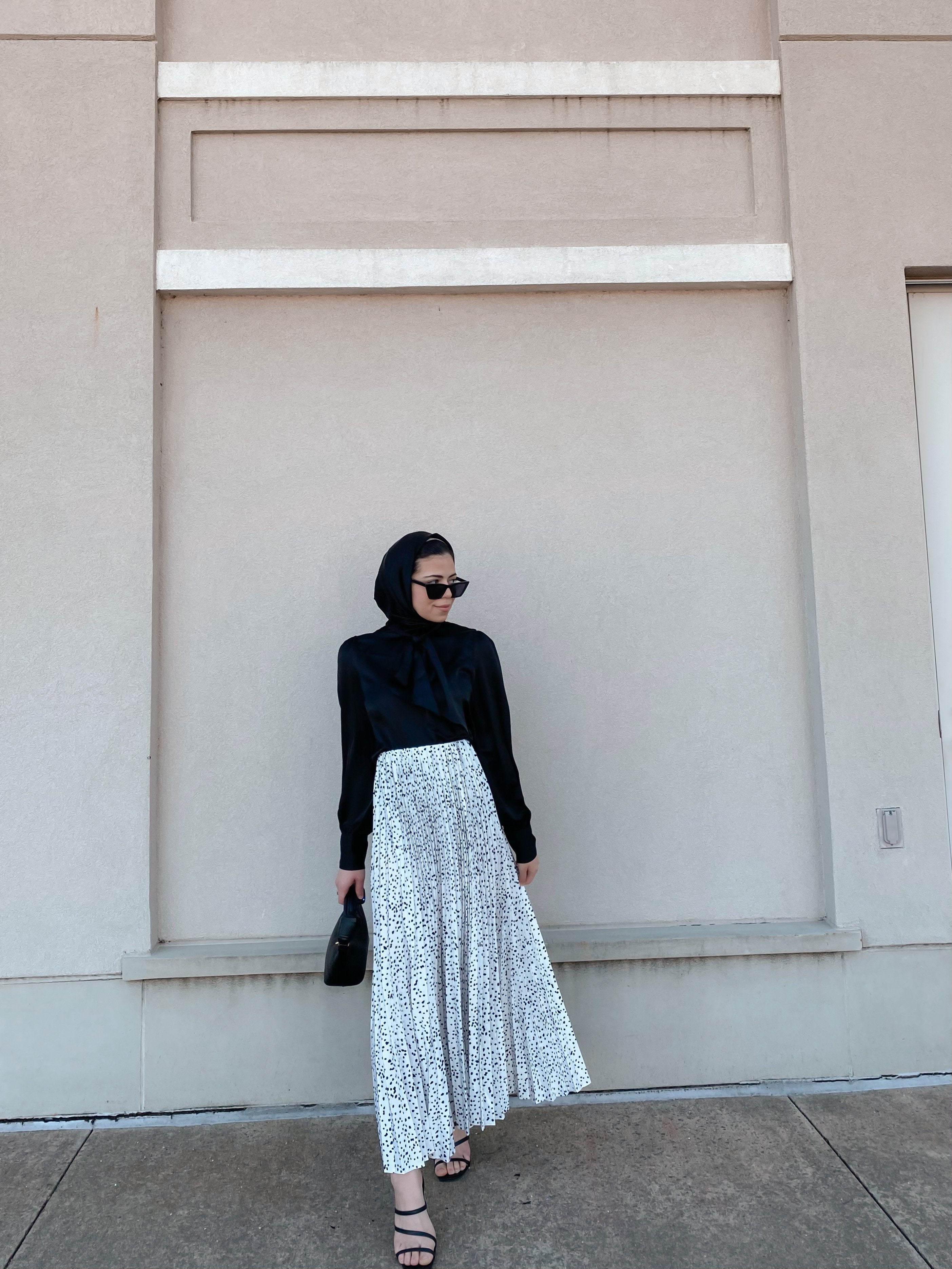 Pleated maxi skirt store outfit